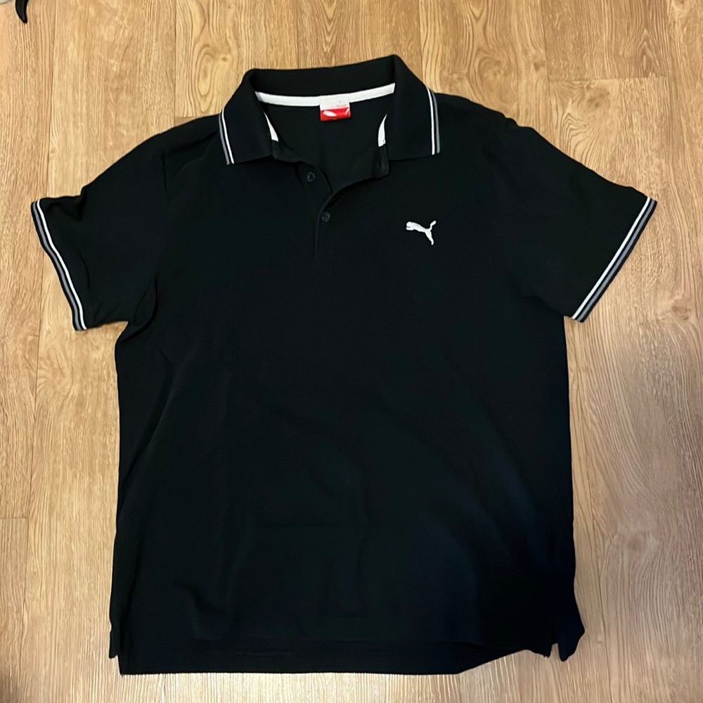 PUMA POLO black  t-shirt size L